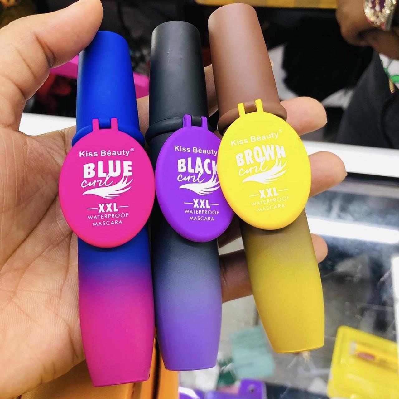 Туш для вій кольорова Kiss Beauty з дзеркалом: чорна, коричнева та синя Коричнева
