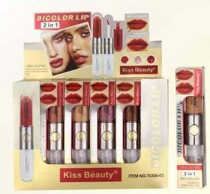 Блеск помада 2в1 матовий+зеркальний Kiss Beauty Bicolor Lip