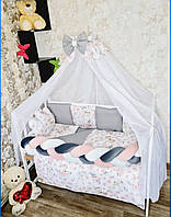 Дитяче постільна білизна в ліжечко "Коса", набір в ліжечко, комплект постільної дитячої білизни