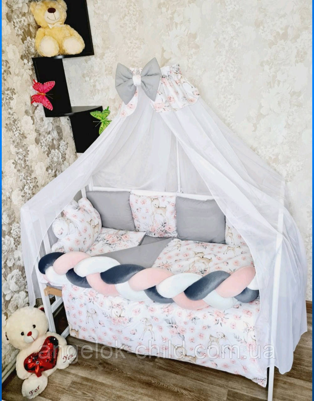 Дитяче постільна білизна в ліжечко "Коса", набір в ліжечко, комплект постільної дитячої білизни