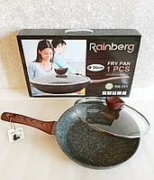 Сковорода Rainberg RB-751 із мраморним антипригарним покриттям 26 см, з кришкою