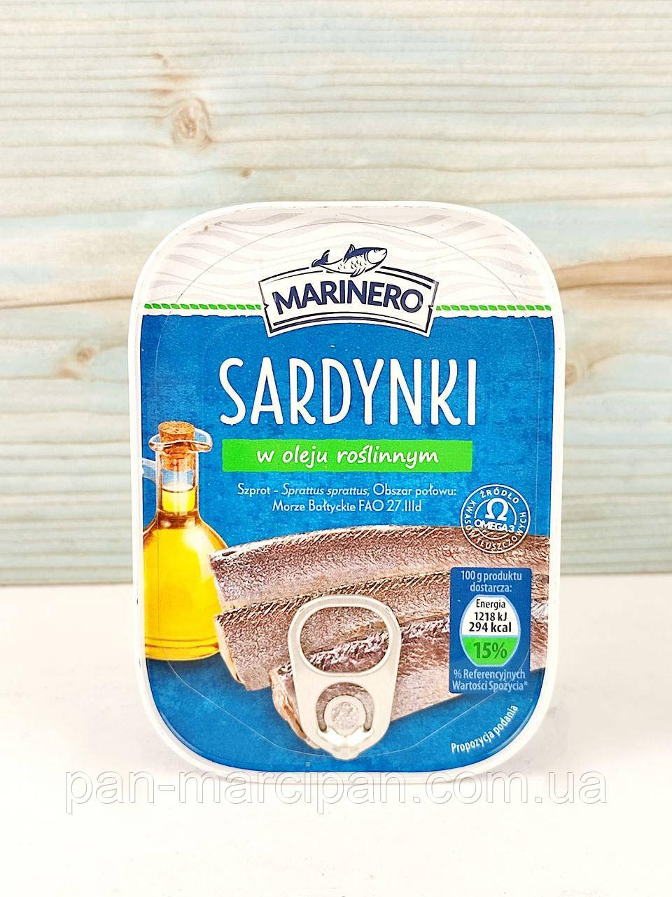 Консервовані сардини в олії Marinero 110 г/77 г Польща, фото 1