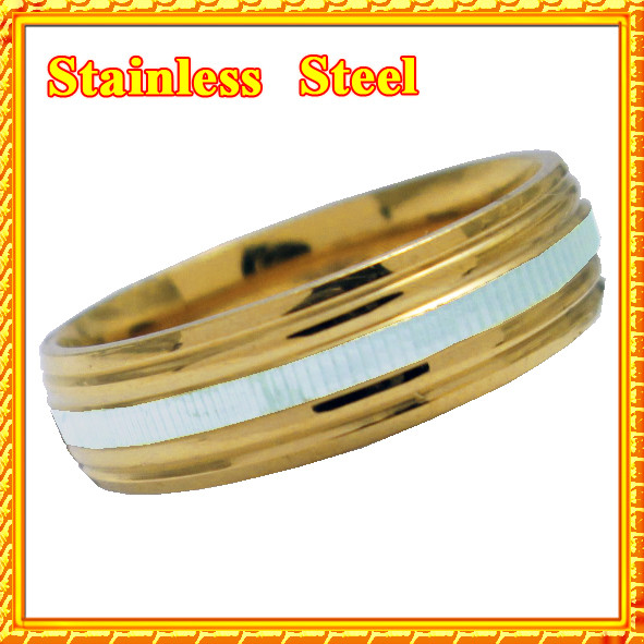 Обручку 6 мм під Золото Щаслива Доріжка, із Нержавіючої Сталі р.,17,18,19,20,21