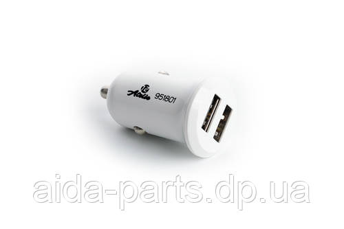 Автомобільний зарядний пристрій 2 USB (12/24V — 5 V 2,1 A) білий КОМПАКТ 12 Atelie