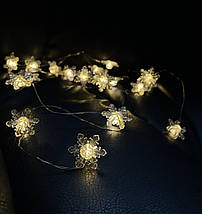 Гірлянда-струна "Сніжинки", "Chomik", 2,2 м, 20 LED теплий білий, фото 5