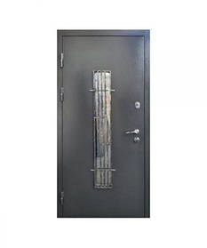 Вхідні двері Форт М Метал Мдф Склопакет + кування антрацит