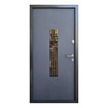 Вхідні двері Форт М Метал Мдф Склопакет + кування антрацит, фото 2