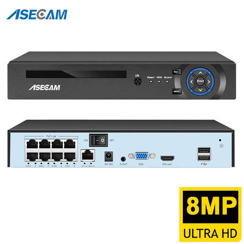 8-портовый POE IP видеорегистратор ASECAM 8CH NVR ONVIF 8Мп (4K) Xmeye ...