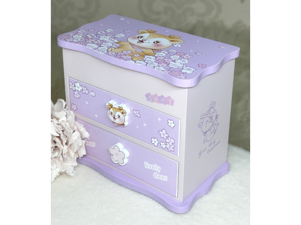 💜Дитяча скринька дерев'яна Оленятко з дзеркалом, фото 1