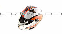 Шлем-интеграл (mod:B-500) (size:L, бело-оранжево-красный) BEON