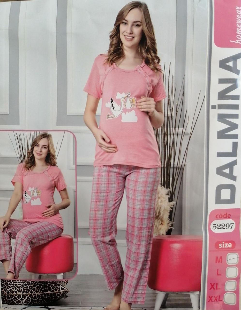 Комплект піжама для вагітних жінок та годування штани + футболка 42-50р бавовна, фото 1
