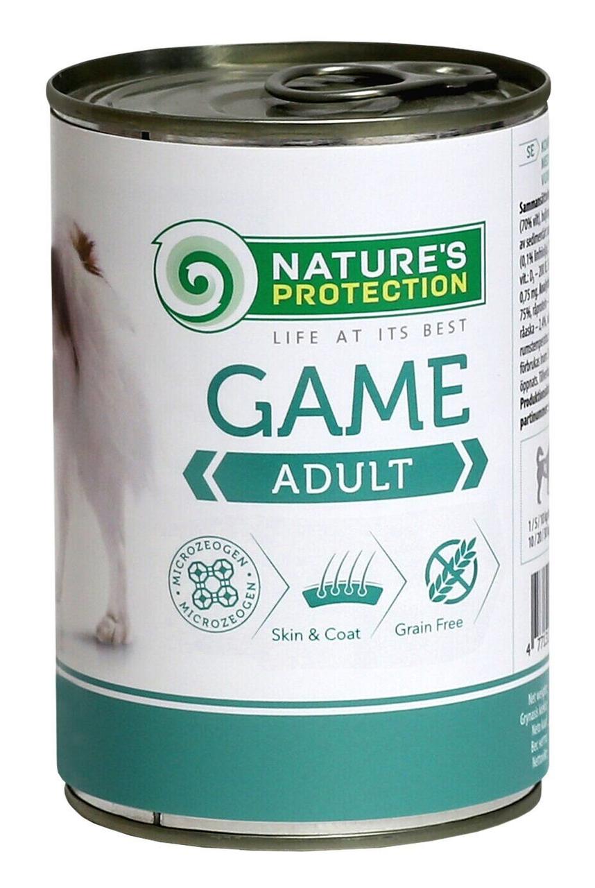 Вологий корм для дорослих собак усіх порід з дичиною Nature's Protection Adult Game 800г.-3 шт.!