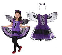Детский карнавальный костюм платье на девочку Летучая мышка Хэллоуин (130-140 см) ABC Halloween