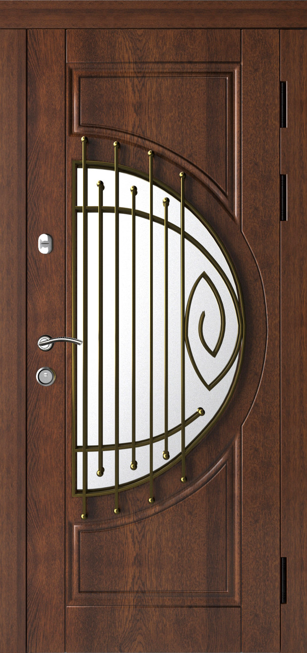 Вхідні металеві двері SK Адамант, вуличні зі склопакетом і ковкою, комплектація Ультра