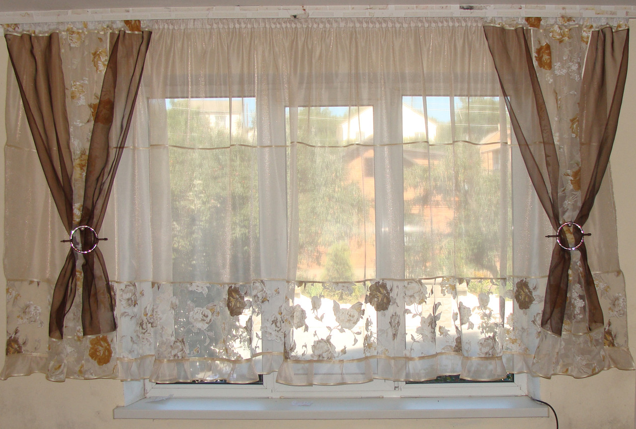 Комплект гардин Прованс Троянди коричневий, фото 1