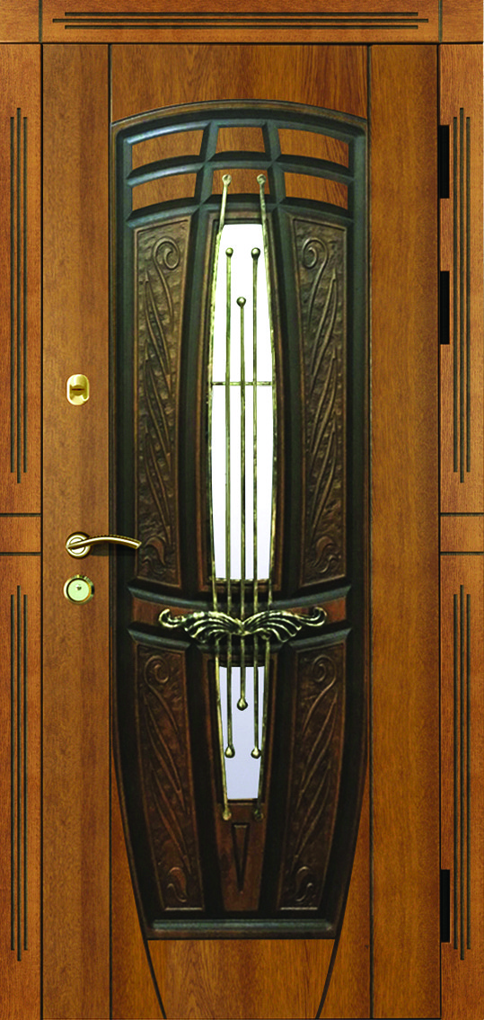 Вхідні металеві двері SK Пегас вуличні зі склопакетом і ковкою, патина*1, комплектація Еталон