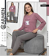 Жіноча піжама бавовна штани та кофта 44-50р TM Carmen Туреччина