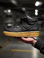 Мужские зимние кроссовки Nike Air Force 1 GORE-TEX черные с мехом до -21*С кожаные Найк Аир Форс