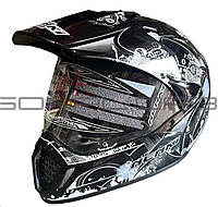 Шлем кроссовый (mod:NENKI MX-310 , чёрный с белым рисунком) VDK