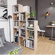 Стелаж для поділу кімнати, полиця - драбинка для книг і декору на 11 осередків