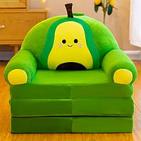 Мягкое детское кресло Авокадо в виде дивана плюшевого, мягкий раскладной диван для детей в комнату, Зеленый