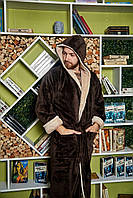 Халат Мужской махровый длинный БАТАЛ ШОКОЛАД ТОМІКО 4XL-6XL 4003