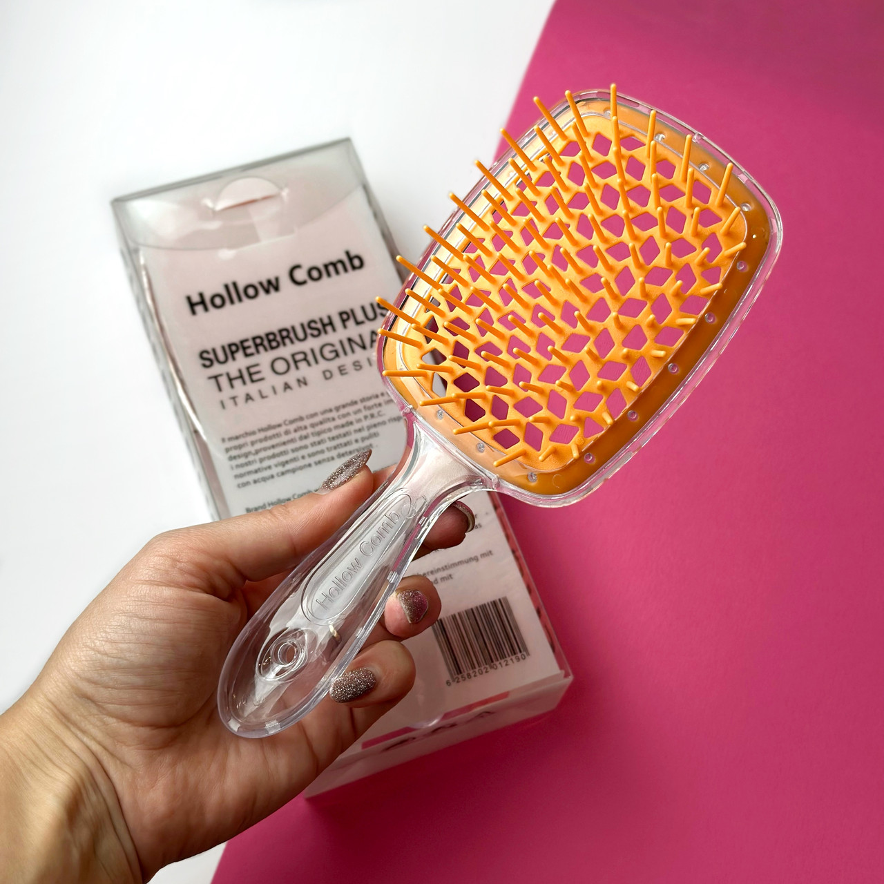 Гребінець для волосся Superbrush Plus Hollow Comb, прозорий/помаранчевий