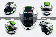 Шлем трансформер (size:XL, бело-зеленый, + солнцезащитные очки) LS-2