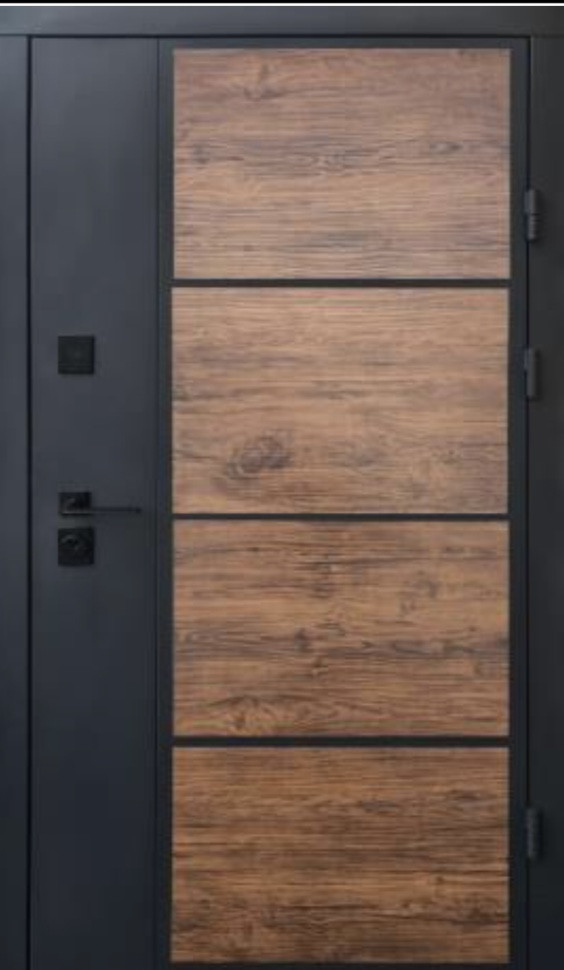 Вхідні двері Qdoors Бонд вулична графіт пісок фарба/декор темне дерево антрацит пісок терморозрив