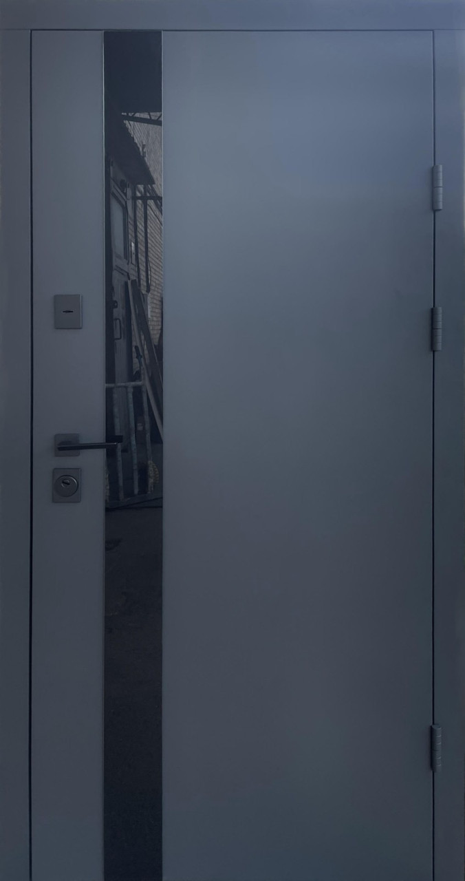 Вхідні двері Qdoors Стріт Єлегант вулична метал антрацит 7021/мdф біле дерево терморозрив 860*2050