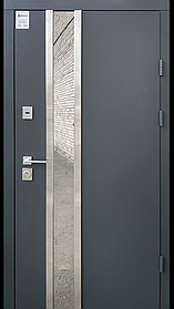 Вхідні двері Qdoors Стріт Норд вулична метал антрацит 7021/мdф біле дерево терморозрив 860*2050