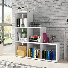 Стелаж драбинка для дому, полиця перегородка для декору на 6 комірок, фото 3