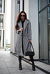 Довге пальто в принт гусяча лапка на ґудзиках під пояс з відкладним коміром (р. 44-48) 6602253Q, фото 2