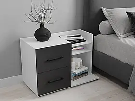Тумба приліжкова з ящиками та поличками Moreli T2 – це зручне та стильне рішення для оформлення спальні