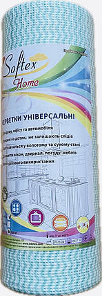 Серветки універсальні Softex Home 40х40 см (100 шт./рул) зі спанлейсу 60 г/м2 Колір — зелена хвиля., фото 1