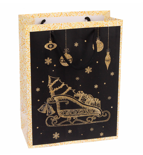 Новорічний пакет "Сани с подарками" 31*40*12 см., ламінований картон