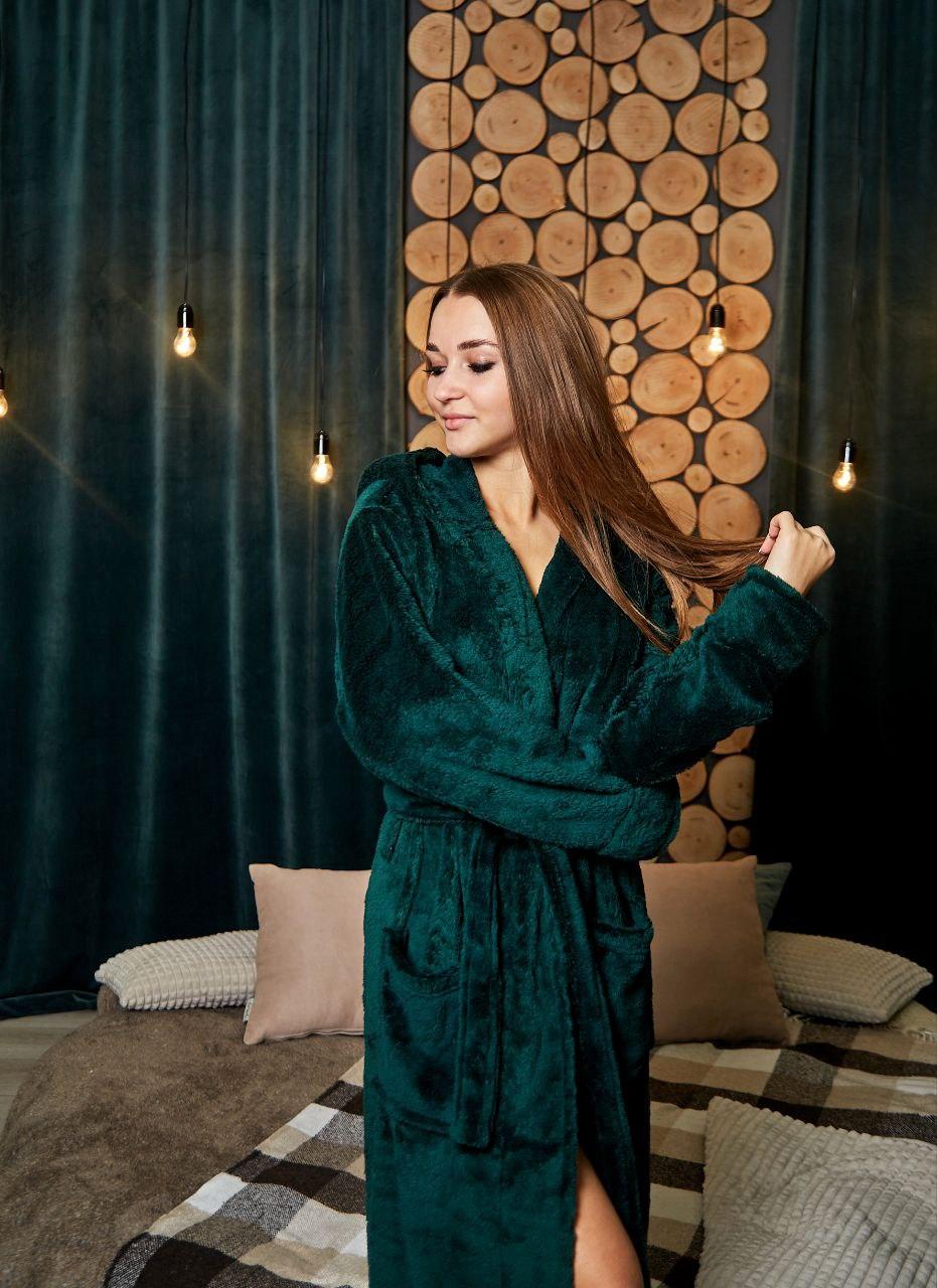 Халат махровий жіночий довгий TOMIKO СМАРАГД 1023, фото 1