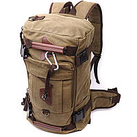 Дорожный светлый бежевый рюкзак трансформер сумка-рюкзак текстиль 722158