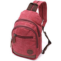 Сумка рюкзак слинг бордовый маленький текстильный 722175