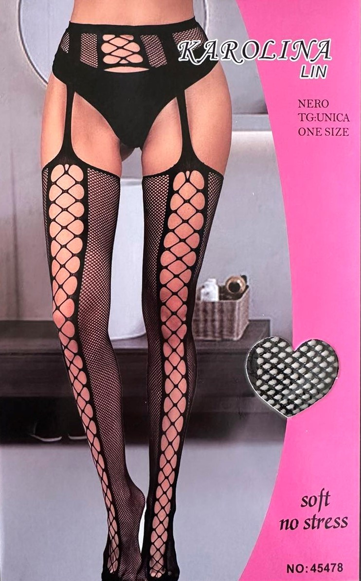 Жіночі панчохи з поясом сітка чорні, фото 1