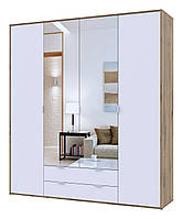 Распашной шкаф для одежды Doros Hugo Тахо / Белый 2 ДСП / 2 Зеркала 200х52х219 (44900099)