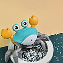 Інтерактивна іграшка Краб зі звуковими, світловими ефектами та детектором перешкод 23х14 см, блакитний, фото 2