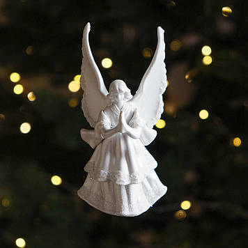 Новорічна іграшка Ангел об'ємна 12 см із пластику кольорова, в блискітках