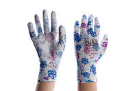 Перчатки с полиуретановым покрытием р8 (голубые садовые манжет) НЕЗАБУДКИ СИЛА