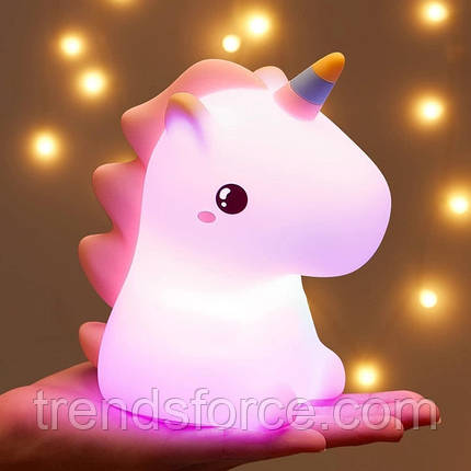 Дитячий силіконовий Нічник Світильник Лампа Єдиноріг Rgb Losso Unicorn Original 207258, фото 1