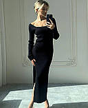 Жіноча довга трикотажна сукня в рубчик новинка 2023, фото 2