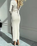 Жіноча довга трикотажна сукня в рубчик новинка 2023, фото 4