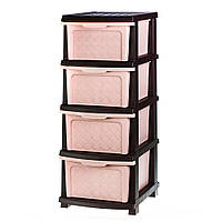 Комод пластиковый с сплошными ящиками пудра коричневый