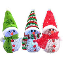 Світлодіодний новорічний світильник із фігуркою сніговика на батарейках середній DD