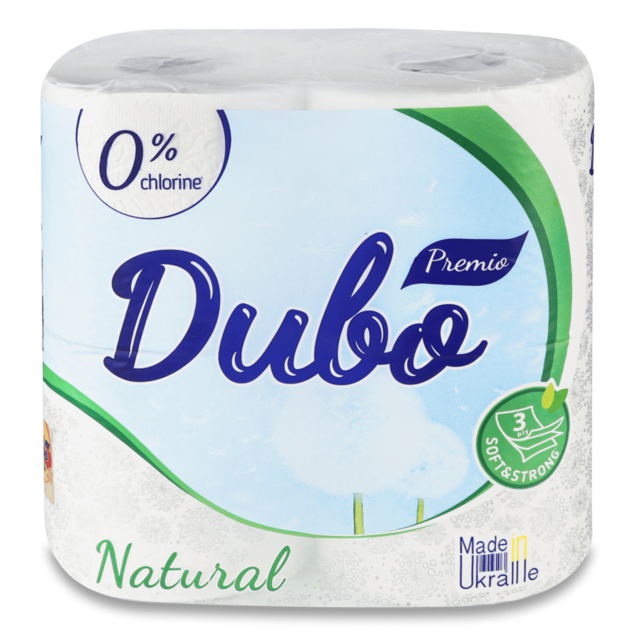 Папір туалетний білий Premio Natural 4 рул. 3-х шар., Диво, Арт.46586